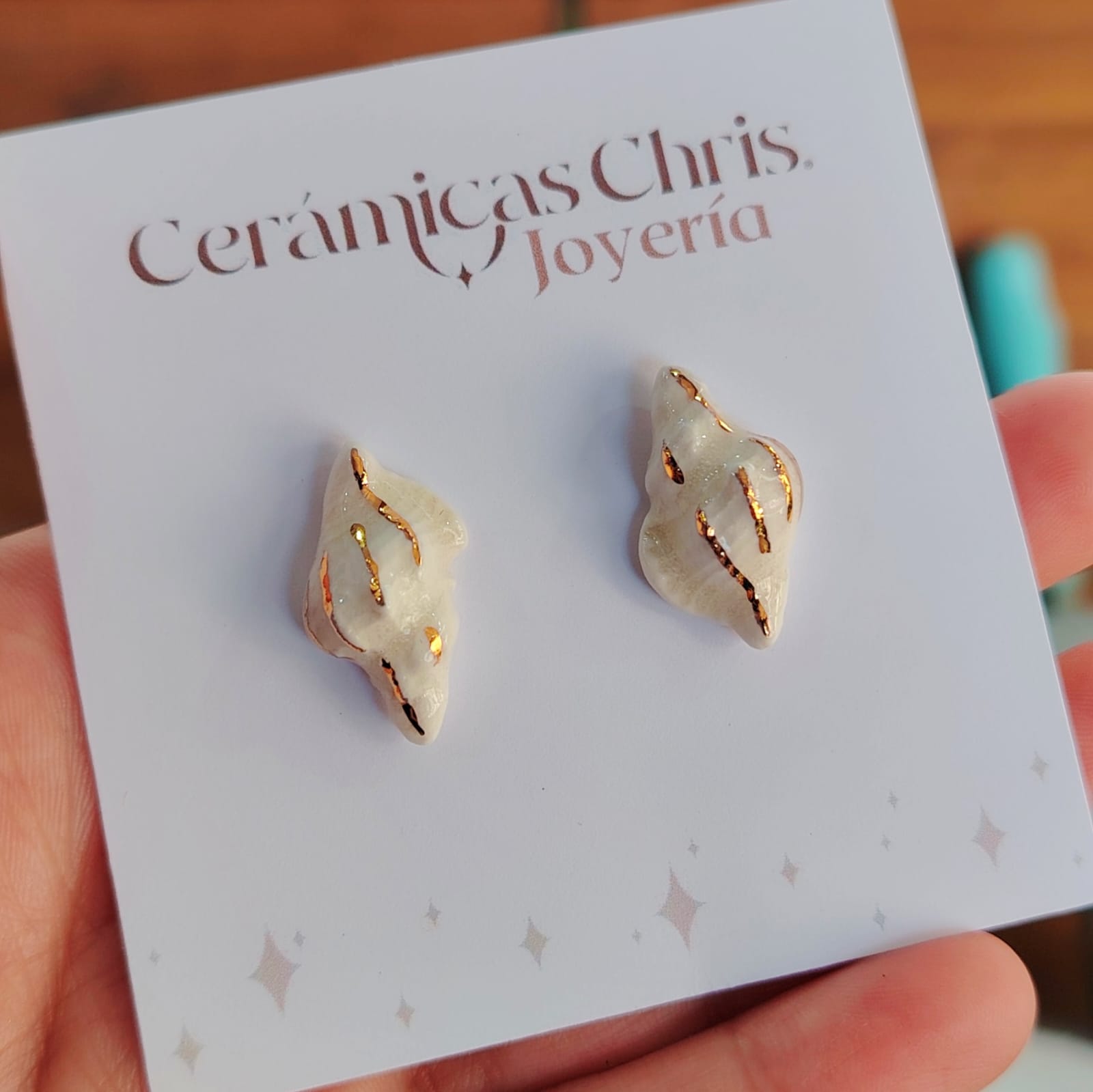 Aros Conchita Mar con detalles Oro 24k y Plata