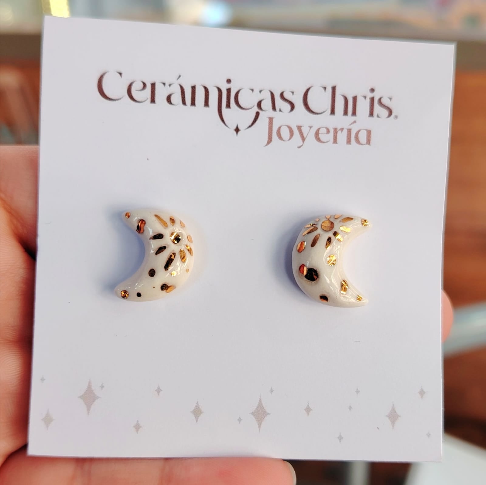 Aros Luna con detalles Oro 24k y Plata