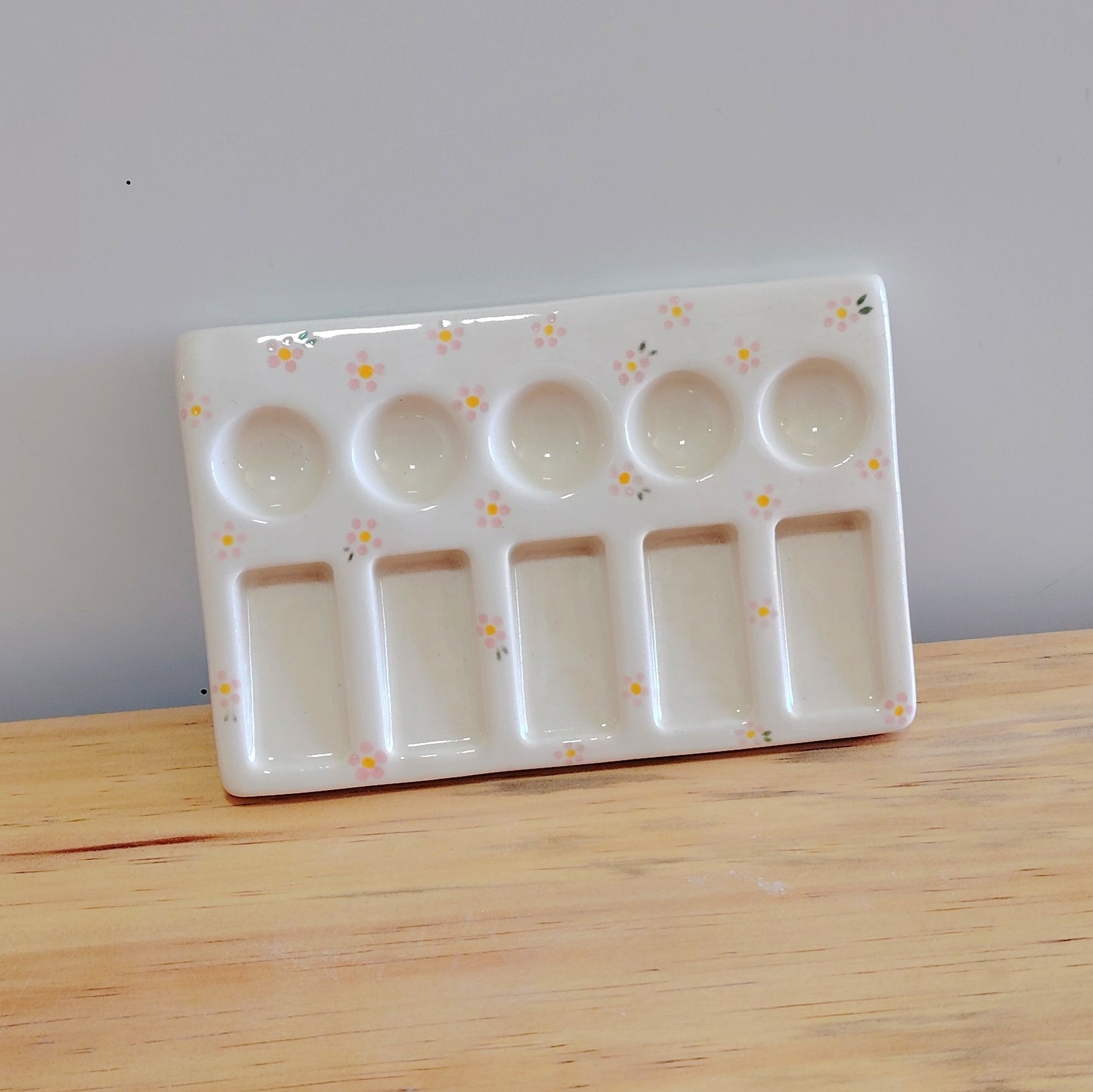 Paleta Mezcladora Acuarelas Flores Rosa