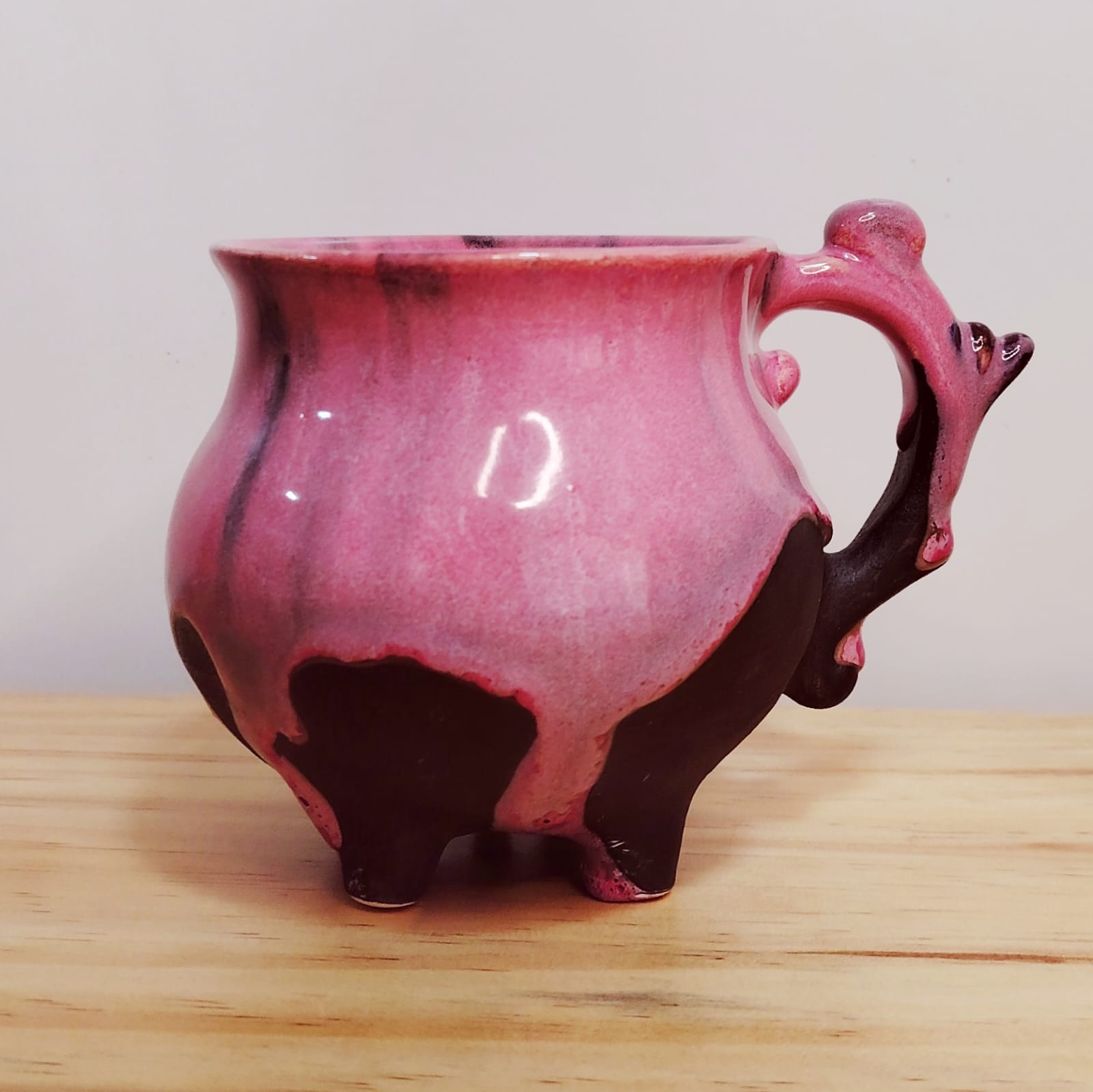 Caldero Bruja Triple Lunas Chorreado Rosa