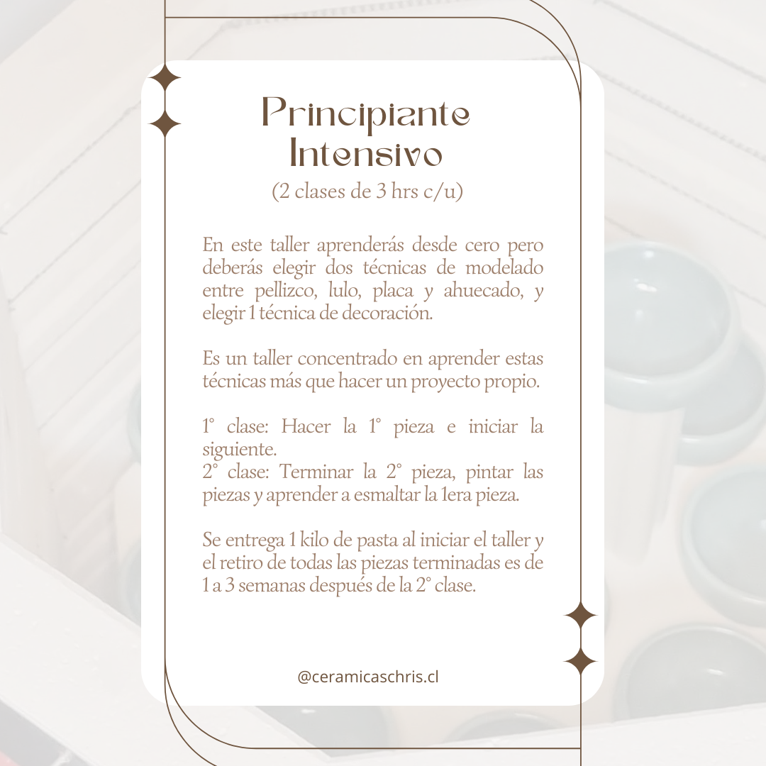 Clases para Principiantes Intensivo en Cerámica