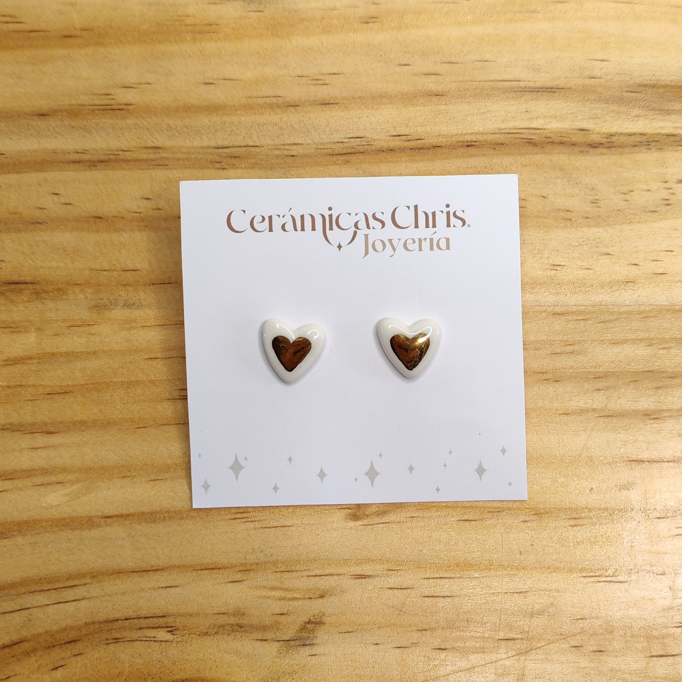 Aros Corazón con centro Oro 24k y Plata