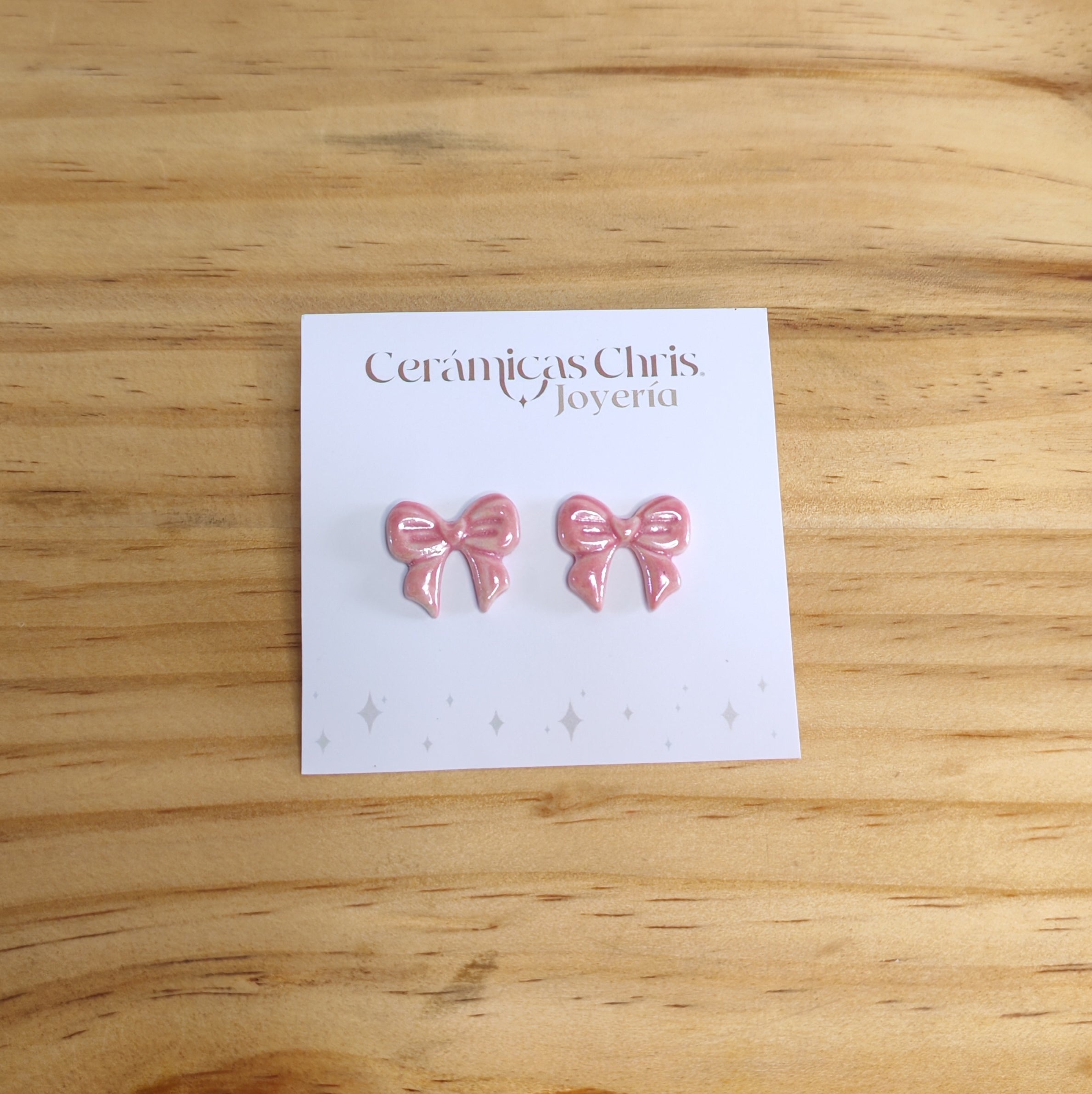 Aros Lazo Grande Rosa con brillo Nácar