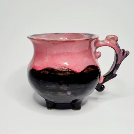 Caldero Bruja Fases Lunares Chorreado Rosa