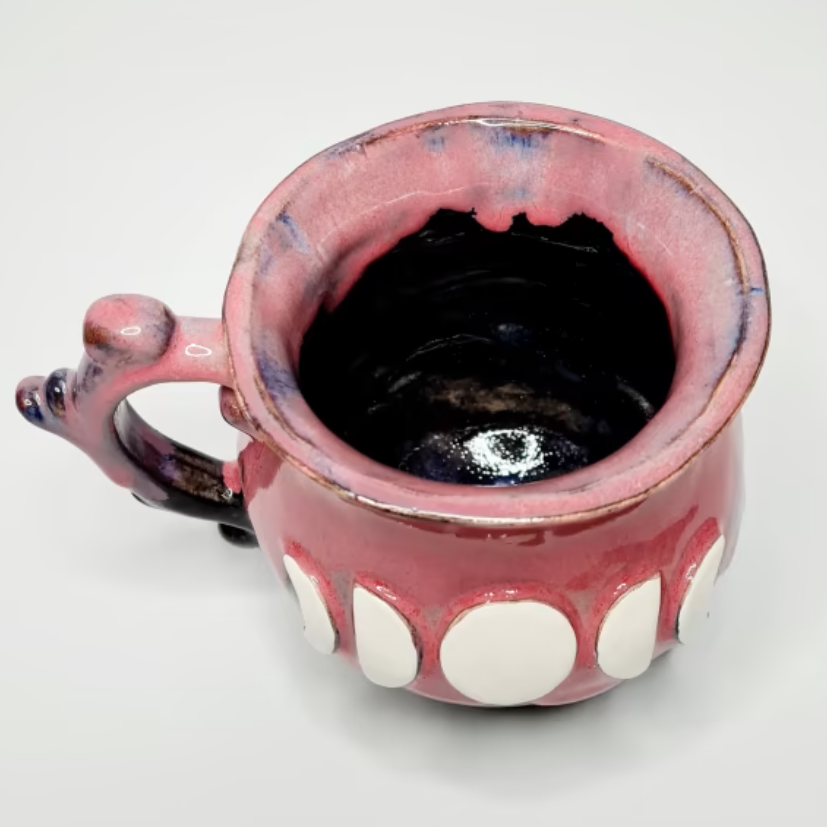 Caldero Bruja Fases Lunares Chorreado Rosa