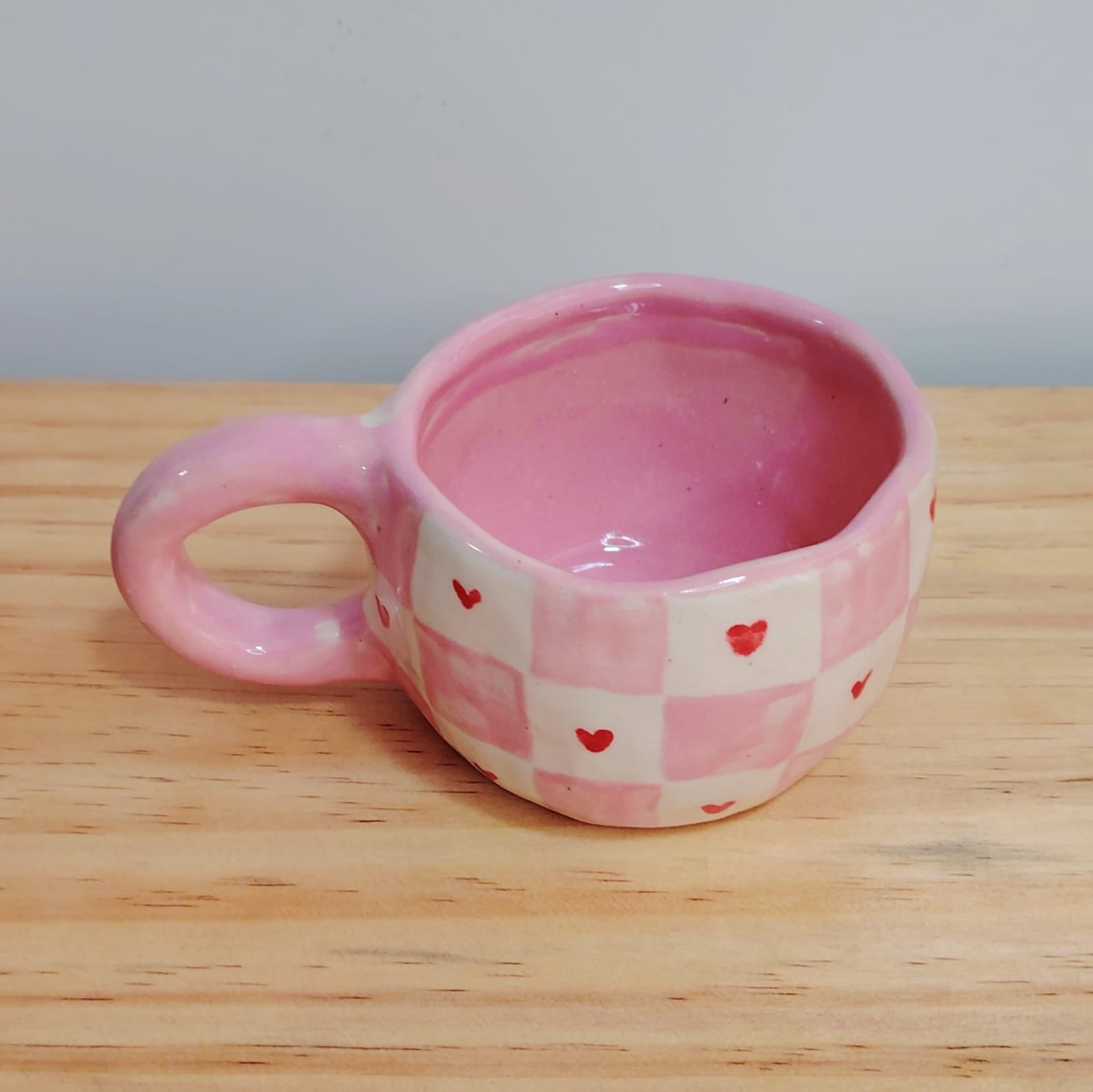 Taza Cuadros Rosa y Corazones