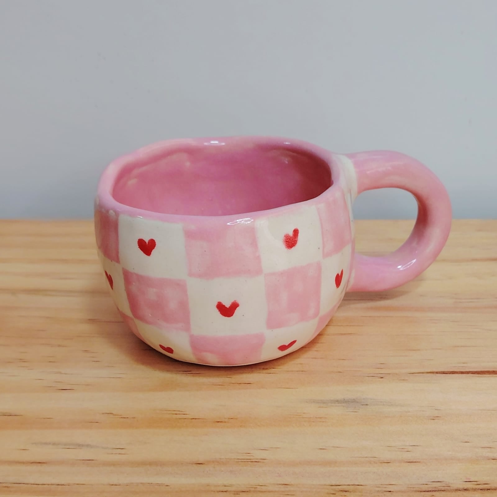 Taza Cuadros Rosa y Corazones