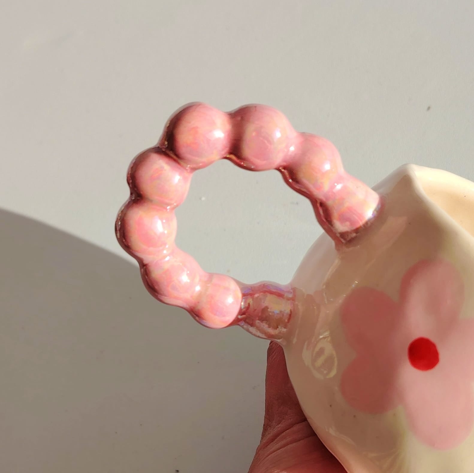 Taza Flor Rosa con Nácar