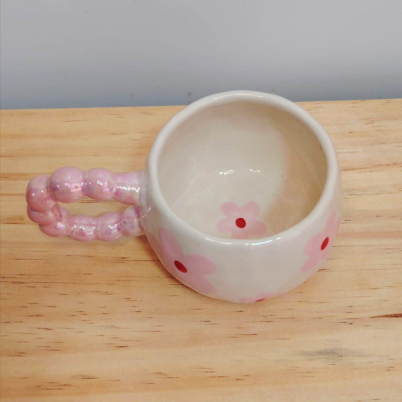 Taza Flor Rosa con Nácar