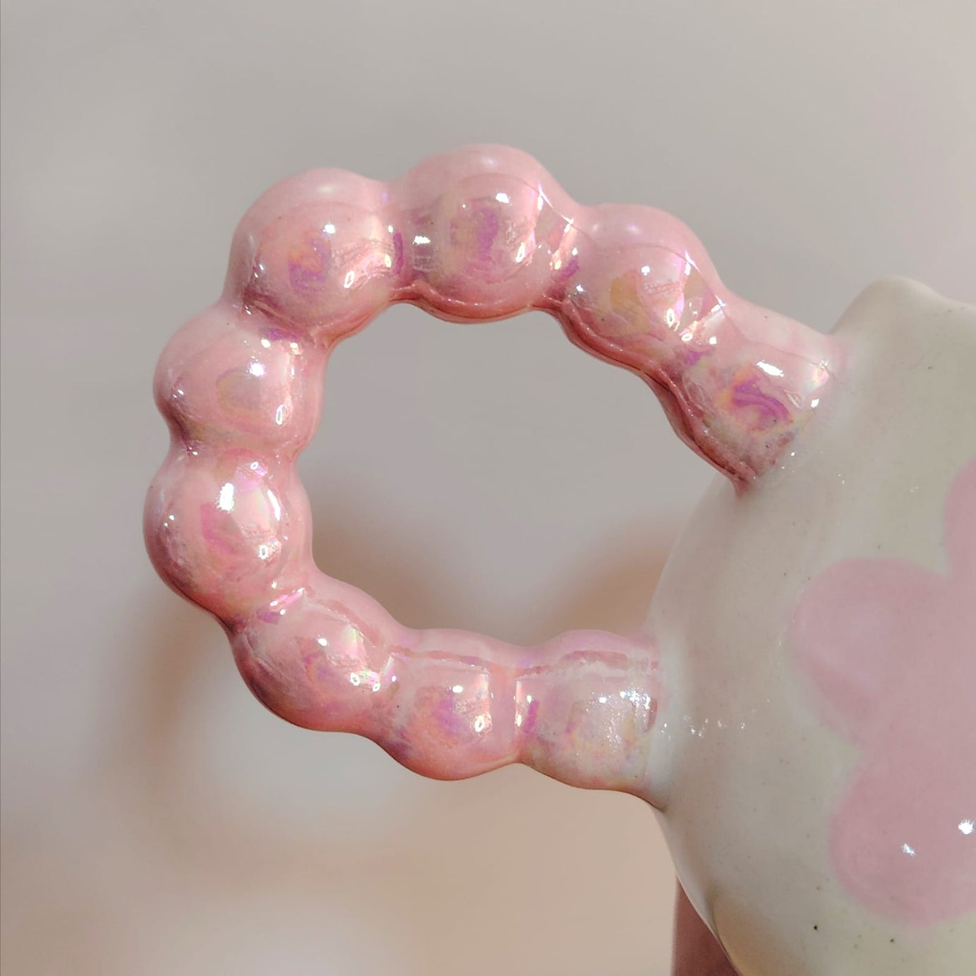 Taza Flor Rosa con Nácar