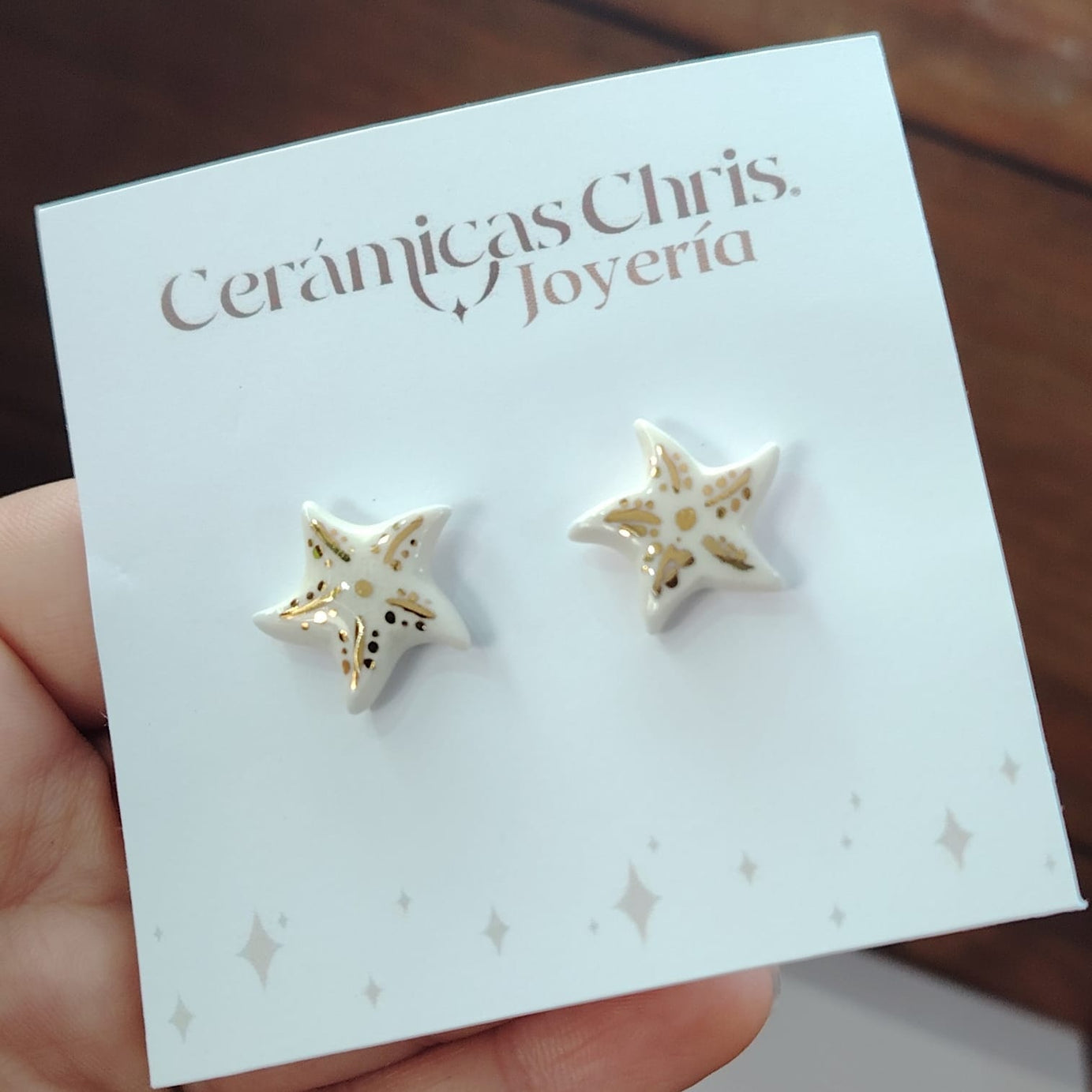 Aros Estrella de Mar con detalles Oro 24k y Plata