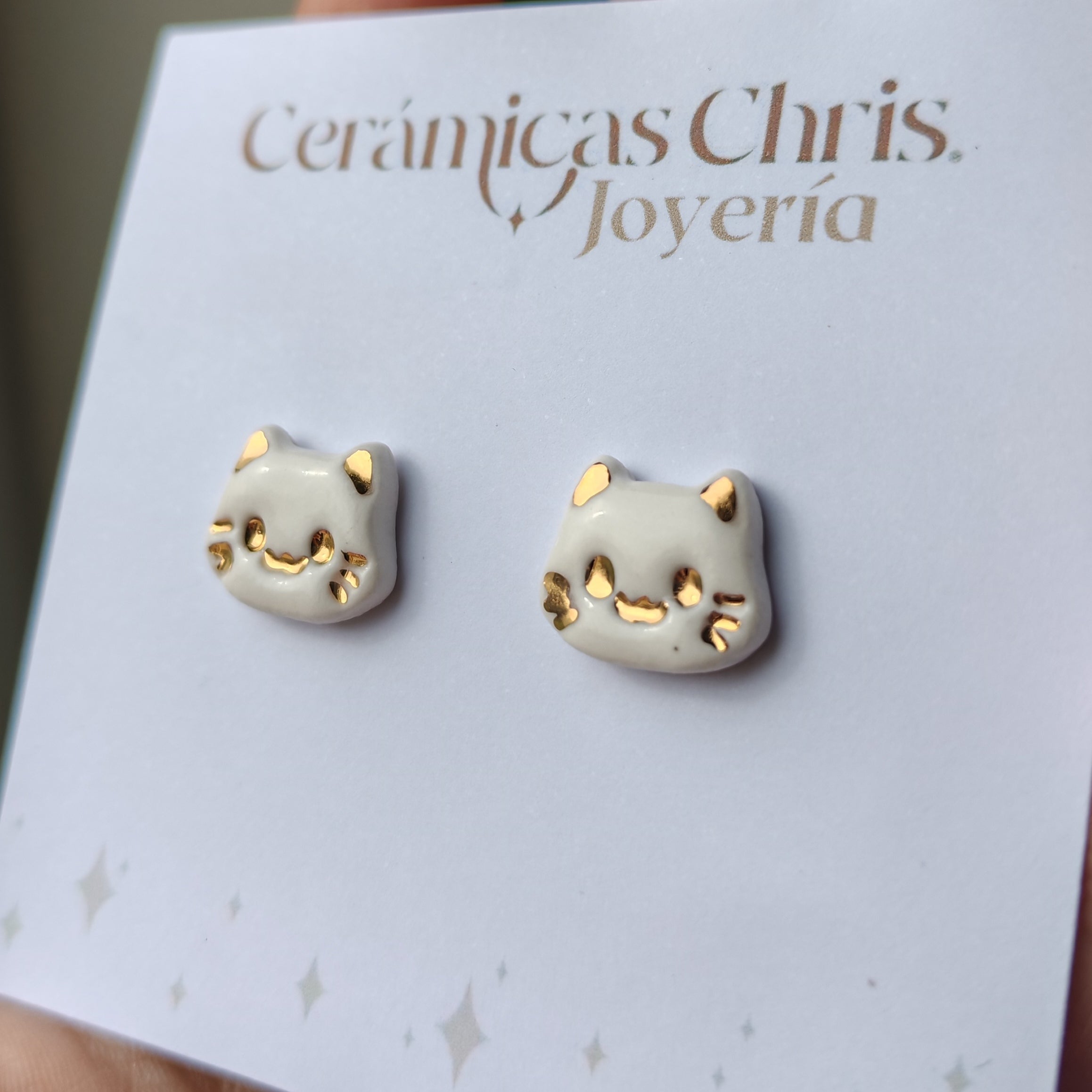 Aros Gatitos detalles Oro 24k y Plata