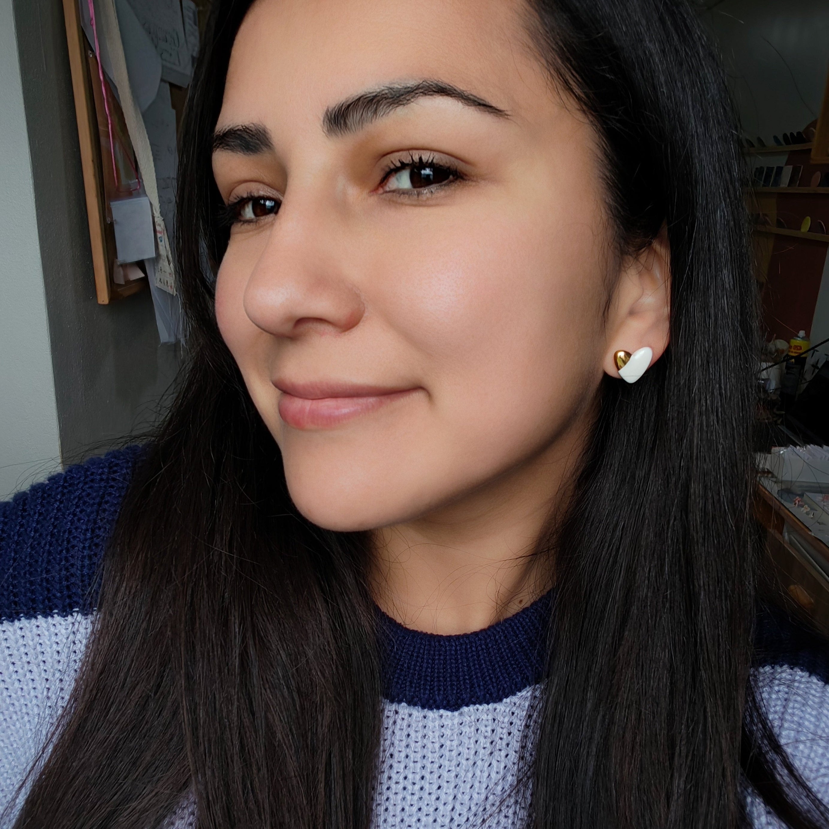 Aros Corazón con borde Oro 24k y Plata