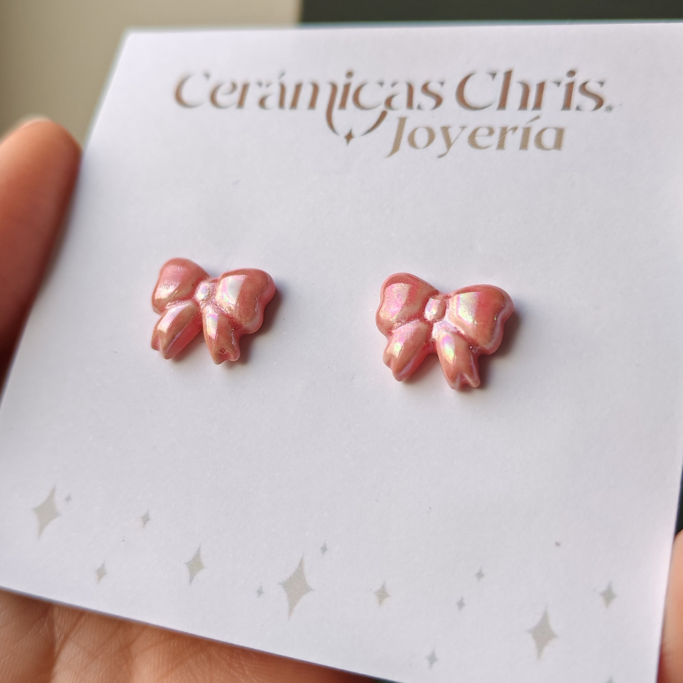 Aros Lazo Chico Rosa brillo Nácar