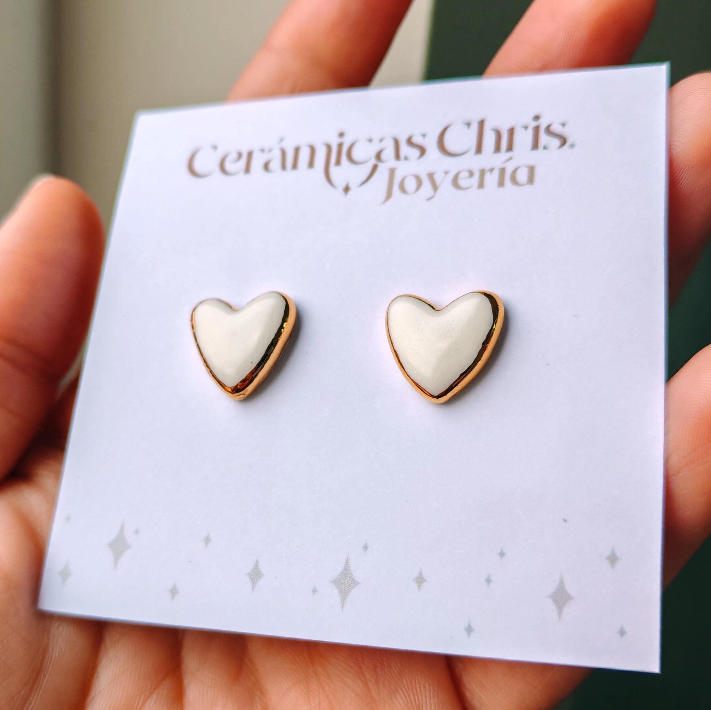 Aros Corazón borde Oro 24k y Plata