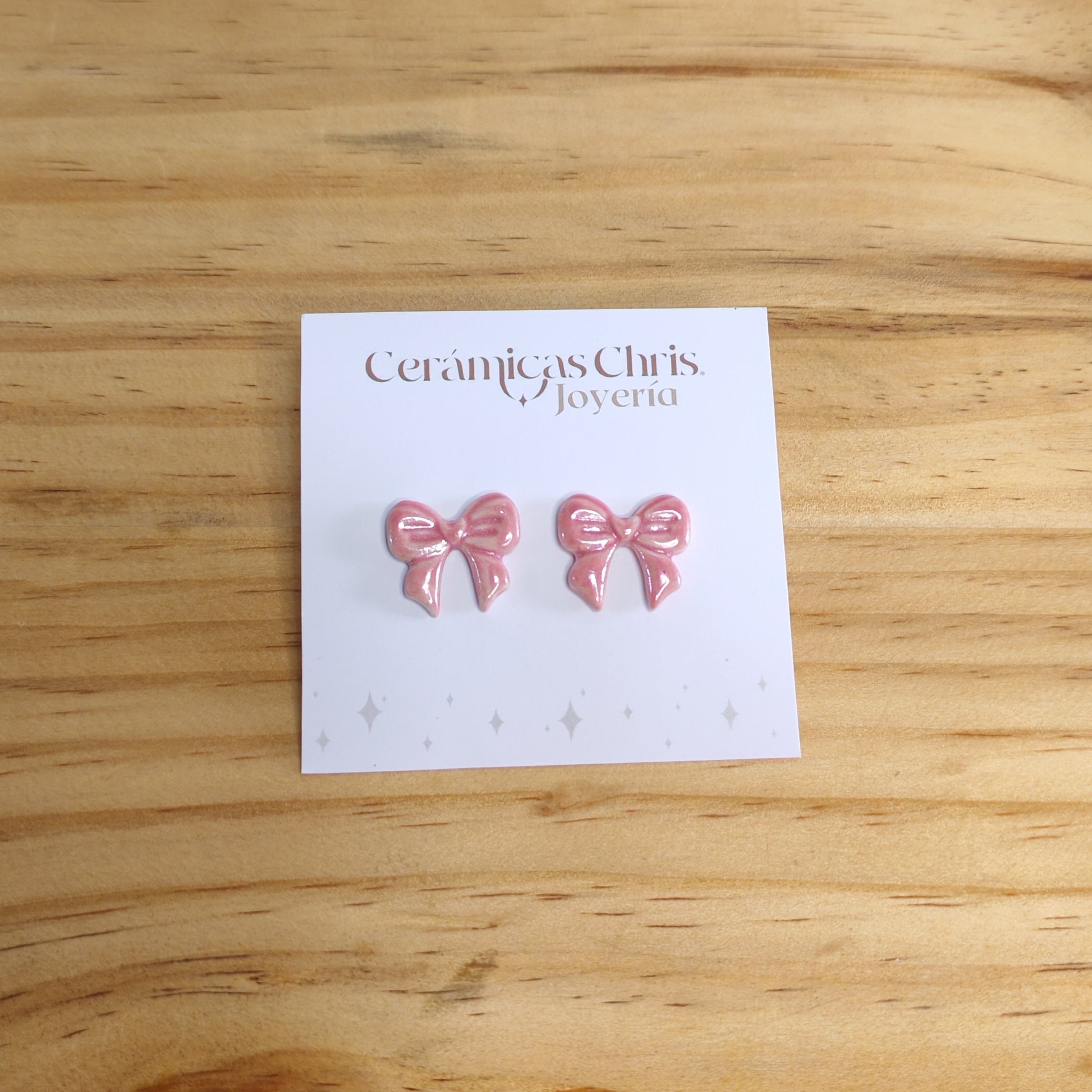 Aros Lazo Grande Rosa con brillo Nácar