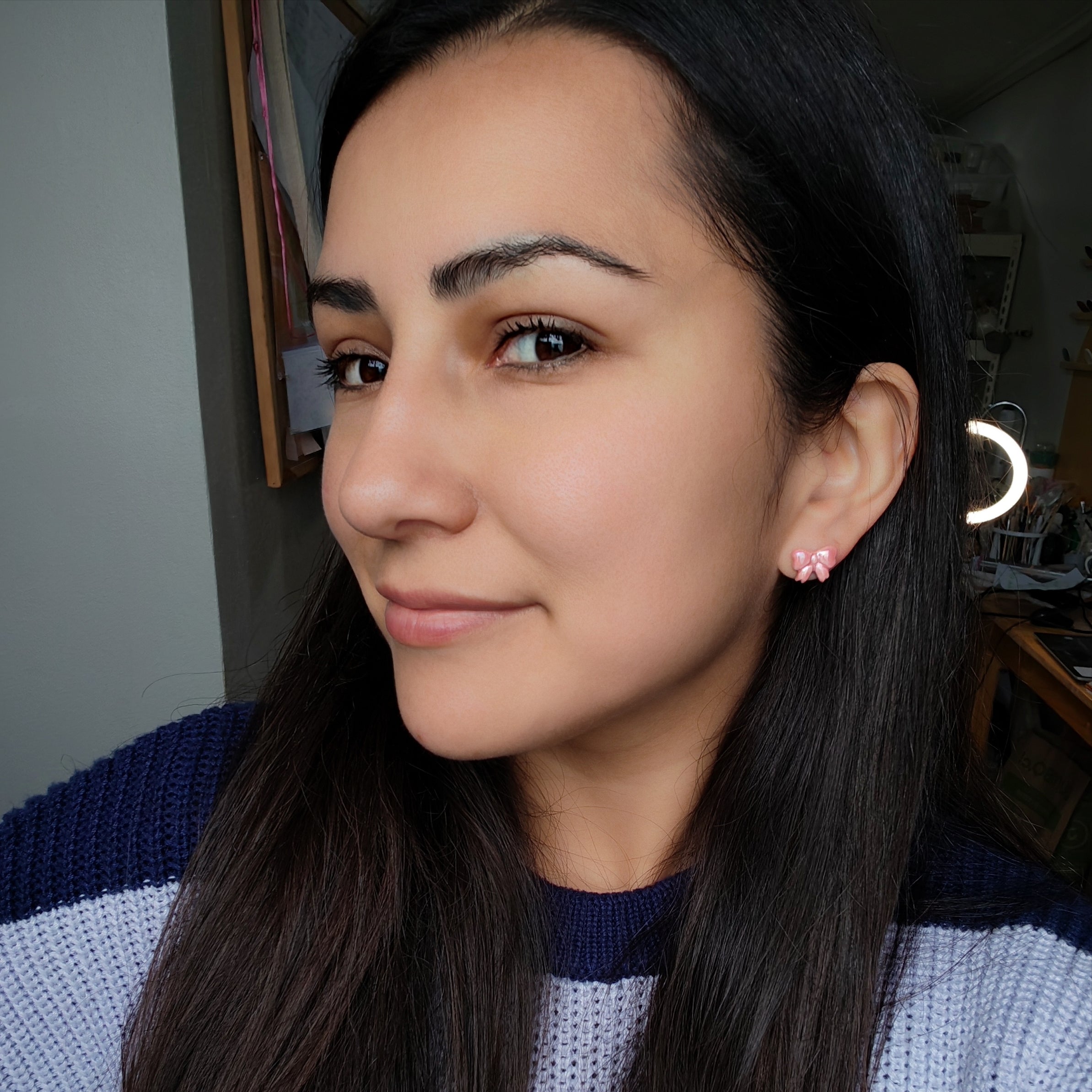 Aros Lazo Chico Rosa brillo Nácar